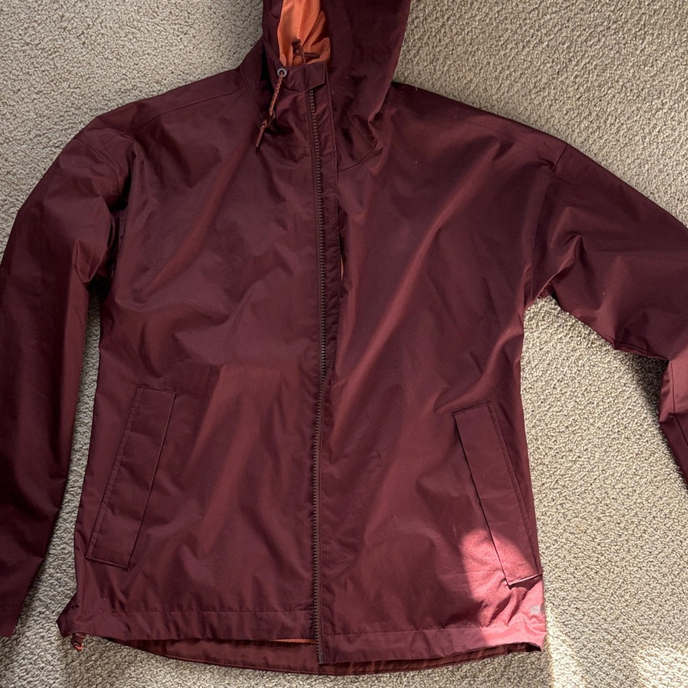 Maroon REI Hooded Jacket with Orange Lining